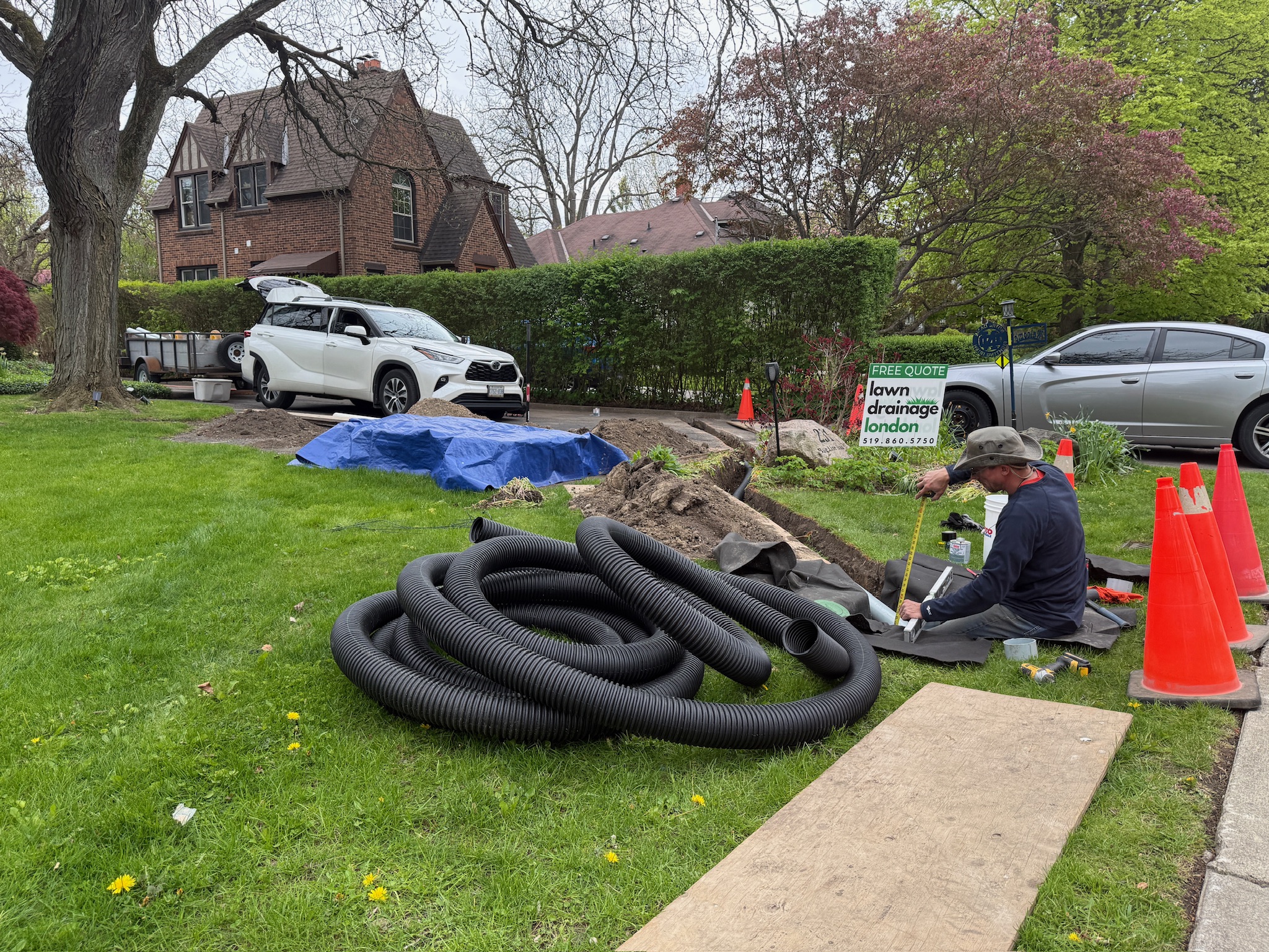 Chris installing a French Drain in London, Ontario